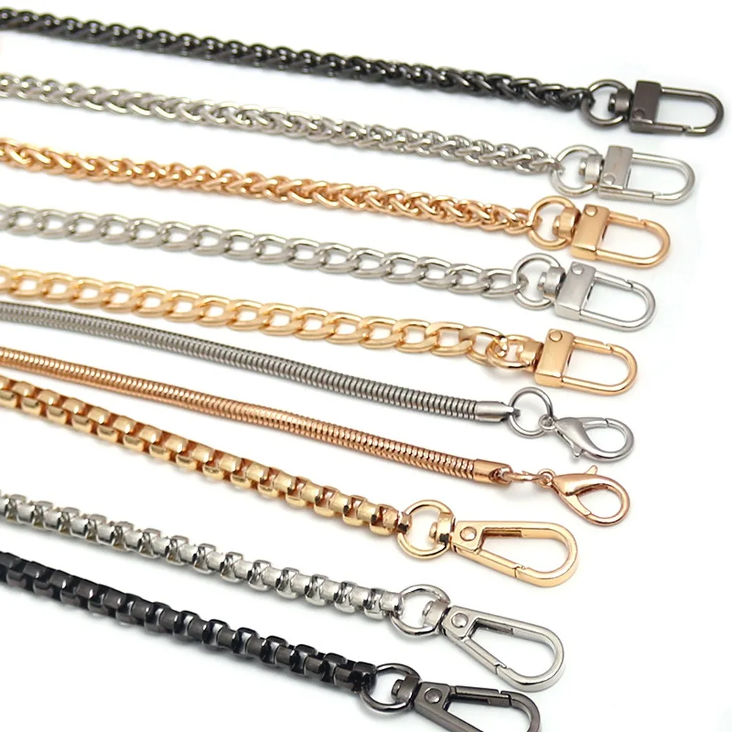 Bag Handles And Straps For Diy Women Bags Accessory 100/120cm Metal Chain Shoulder Strap Black/Rose Gold/Silver/Light Gold Color