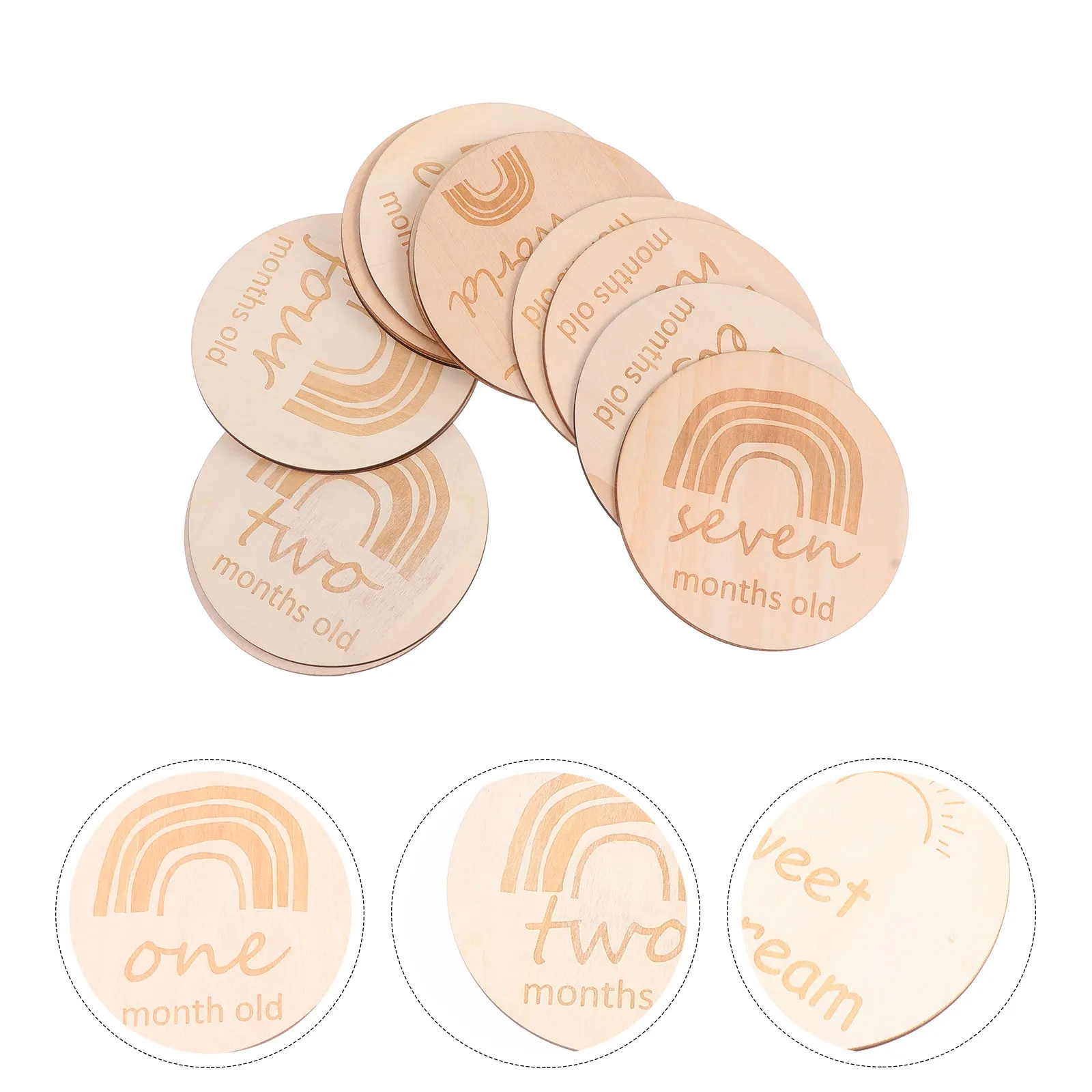 

13pcs Baby Milestone Cards Wooden Photography Props Newborn Monthly Memory Cards Growth Tracking Keepsakes for Infant Boy Girl