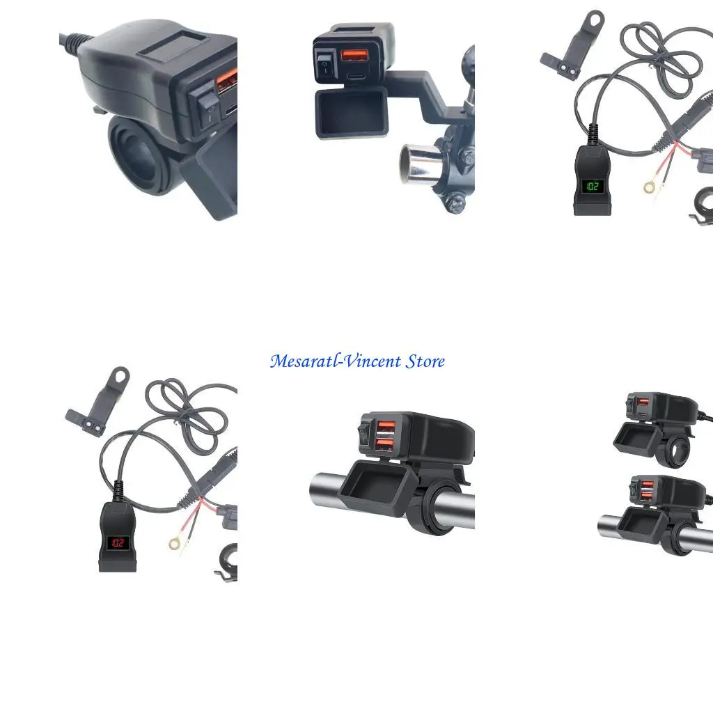 

A70F мотоцикл тип C USB Температура вольтметра быстрого зарядного устройства с водонепроницаемой выключателем