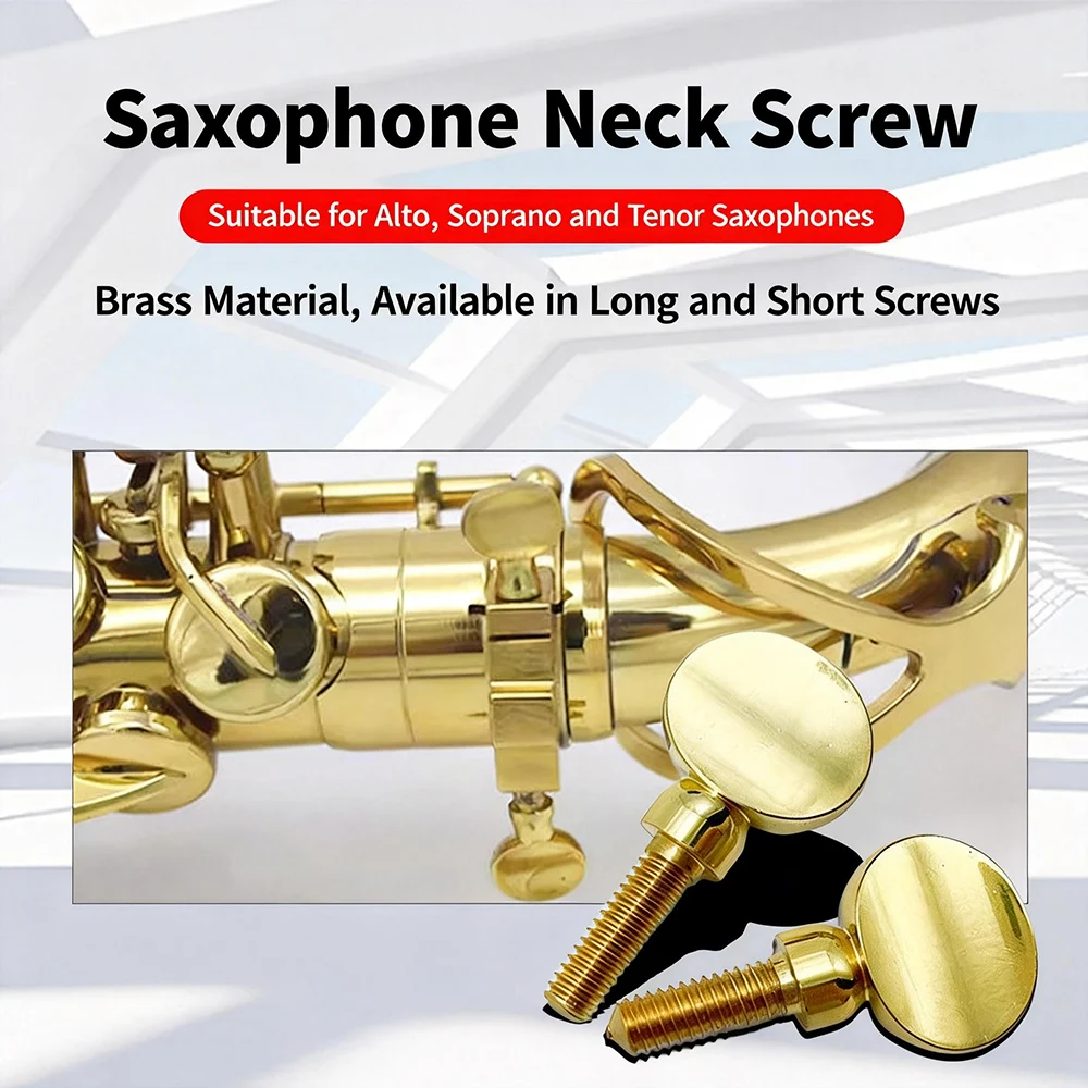 5Pcs Sax Neck Screw Tightening Attach Screw Brass Musical Instrument Parts for Soprano Alto Tenor Saxophone Golden Thread 0.15in