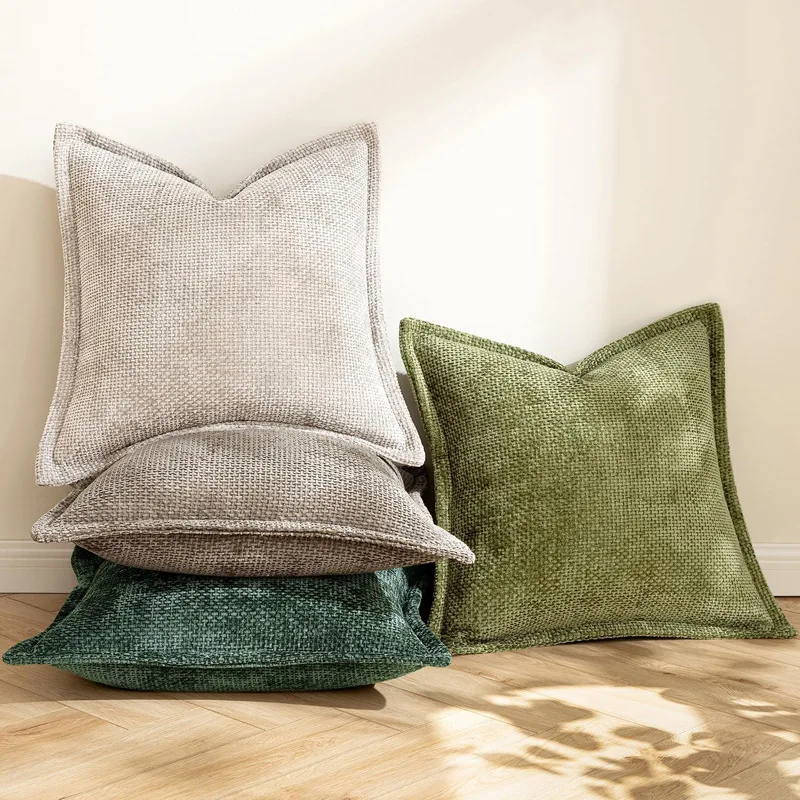 

Мягкие чехлы для подушек из синели с крестообразным узором, декоративные наволочки с широким краем для домашнего декора, дивана, гостиной