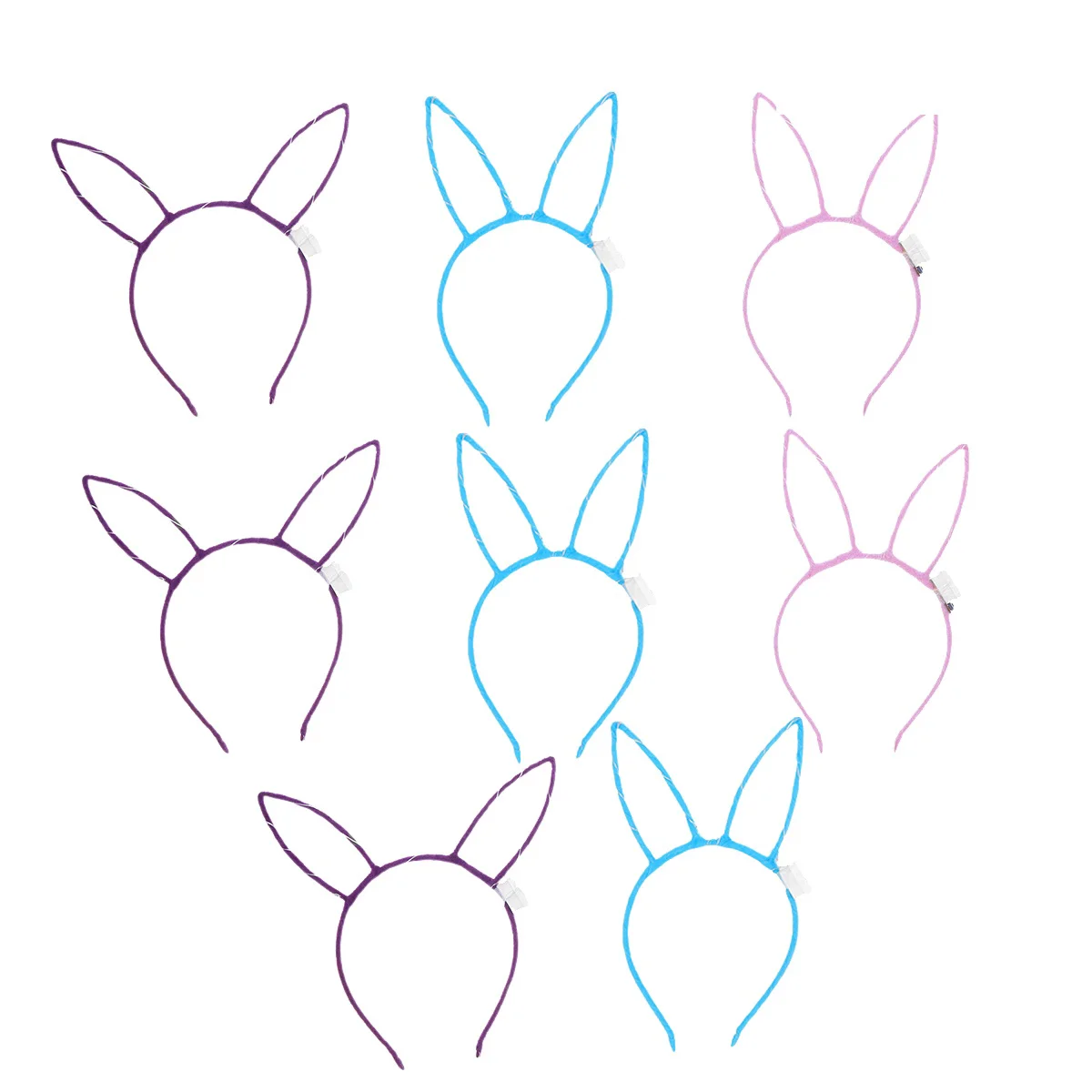 

8 Pcs Attractive Headband Children Hair Bands Hoops Colorful Luminous Rabbit Ear Creative Gift for Kids Family Members