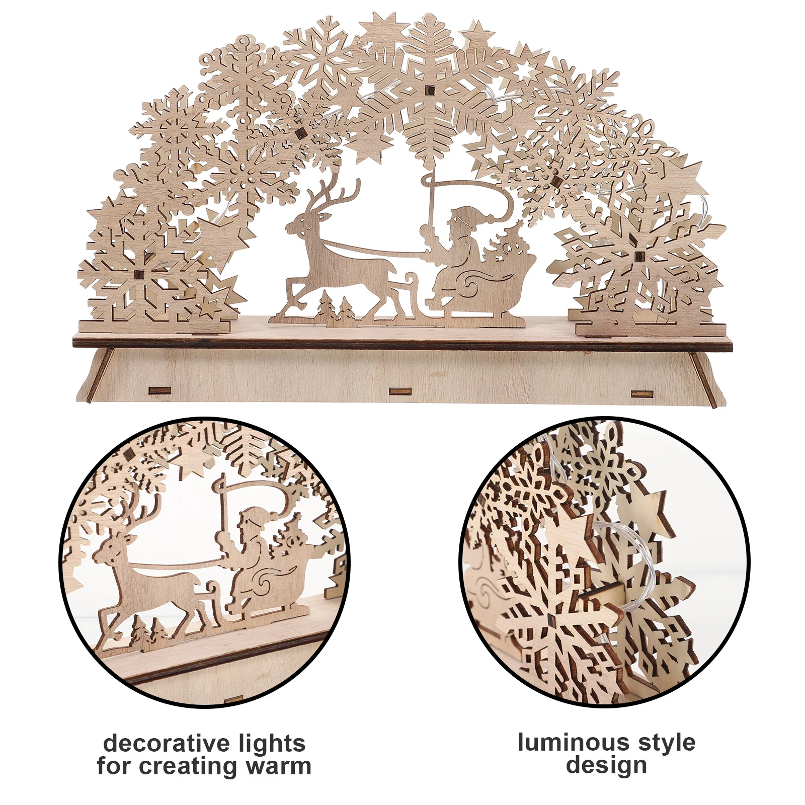 

Luminous House Shaped Desktop Decoration Wooden Christmas Ornament for Table Centerpiece Festive Home Decor White