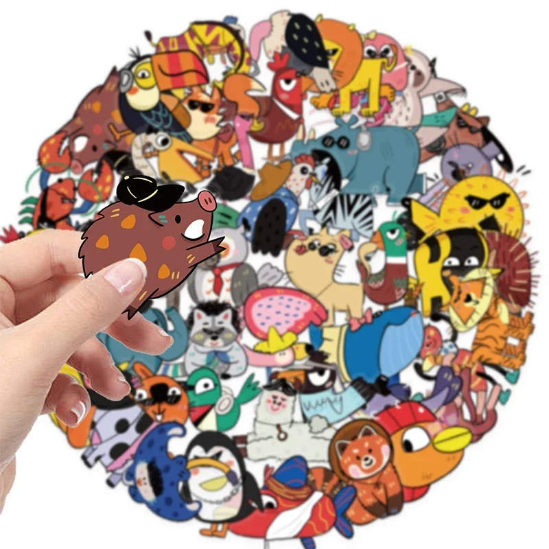 50PCS Cute Animal Stickers Set Colorful Zoo Animal Decals Waterproof Vinyl for Water Bottle Laptop Fashion