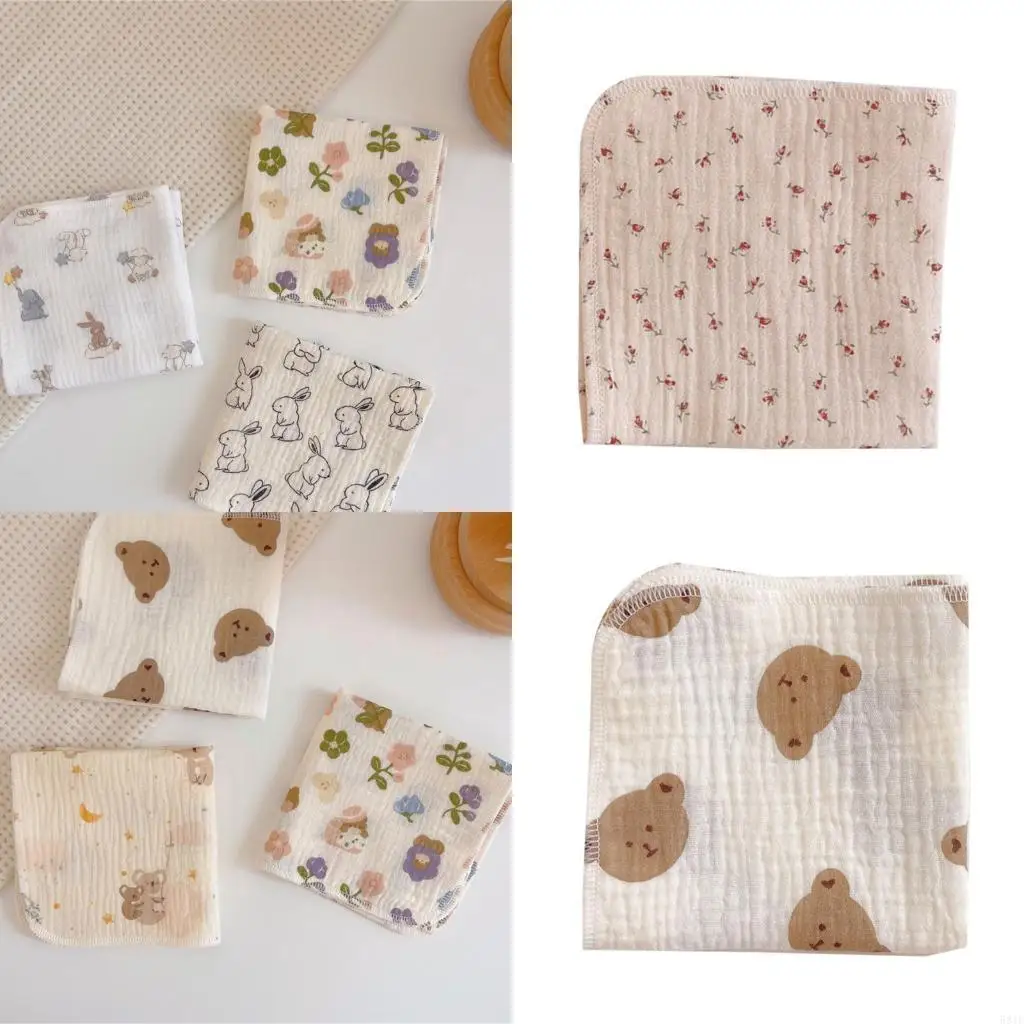 581F ملابس التجشؤ لحديثي الولادة قابلة للتنفس 4 طبقات خرق مربعة من الموسلين-منشفة مناشف للأطفال #1