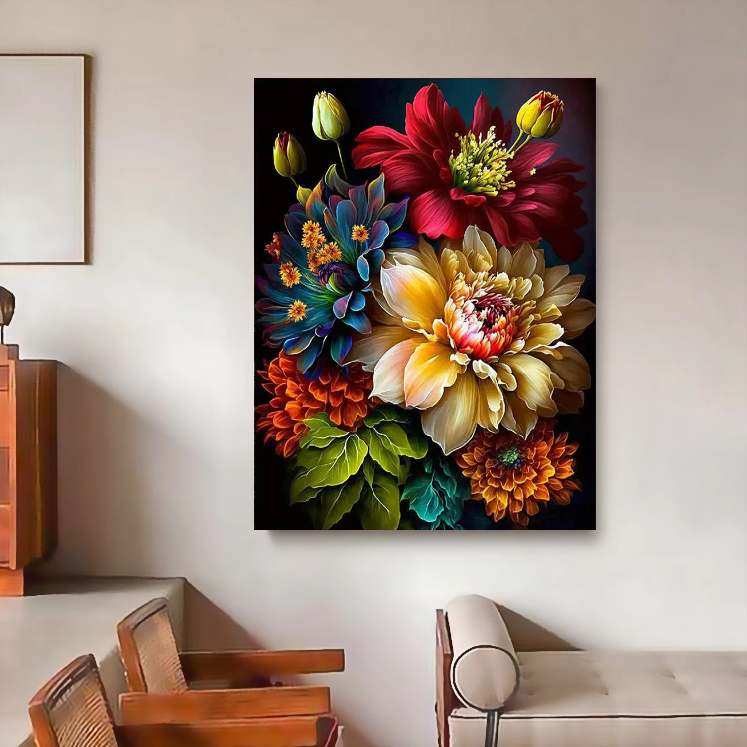 الزهور عدد اللوحة لتقوم بها بنفسك مجموعة الطلاء للبالغين الطلاء بواسطة أرقام قماش الاكريليك اللوحة مخصص الطلاء حسب عدد هدية #2