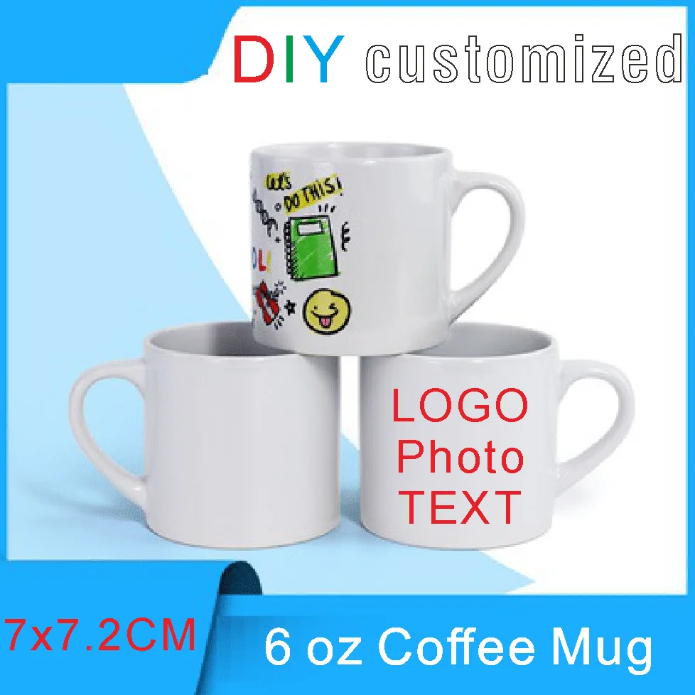 175ml Small Coffee Mug DIY LOGO Photo Text Customized Pattern Picture Design 6 oz Mini Size Ceramic Cup Cute Shape