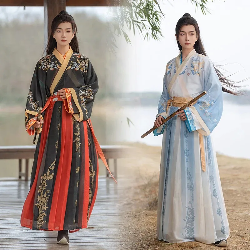 

Hanfu brocade collar spring and summer men and women new waist-length Wei Jin Hanfu Japanese print couple set