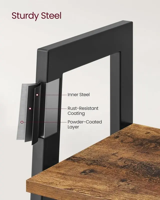 Ladder Shelf, 4-Tier Bookshelf, Storage Rack, Bookcase with Steel Frame, for Living Room, Home Office, Kitchen, Bedroom