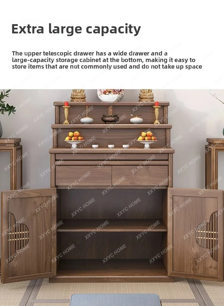 XX Cherry Wood Solid Wood Tibetan Table Incense Case Household Buddhist  Modern Buddhist Hall Buddha Table Ladder Gong Table