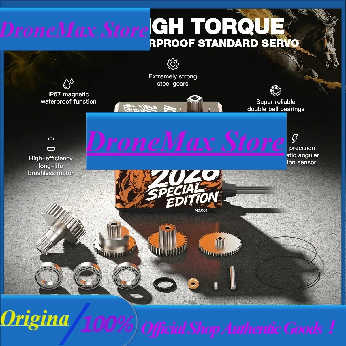 DroMaAGFRC A73BHLW V2 Special Edition HV 40kg 0.10Sec Superb Torque Brushless Waterproof Digital Servo For RC Models