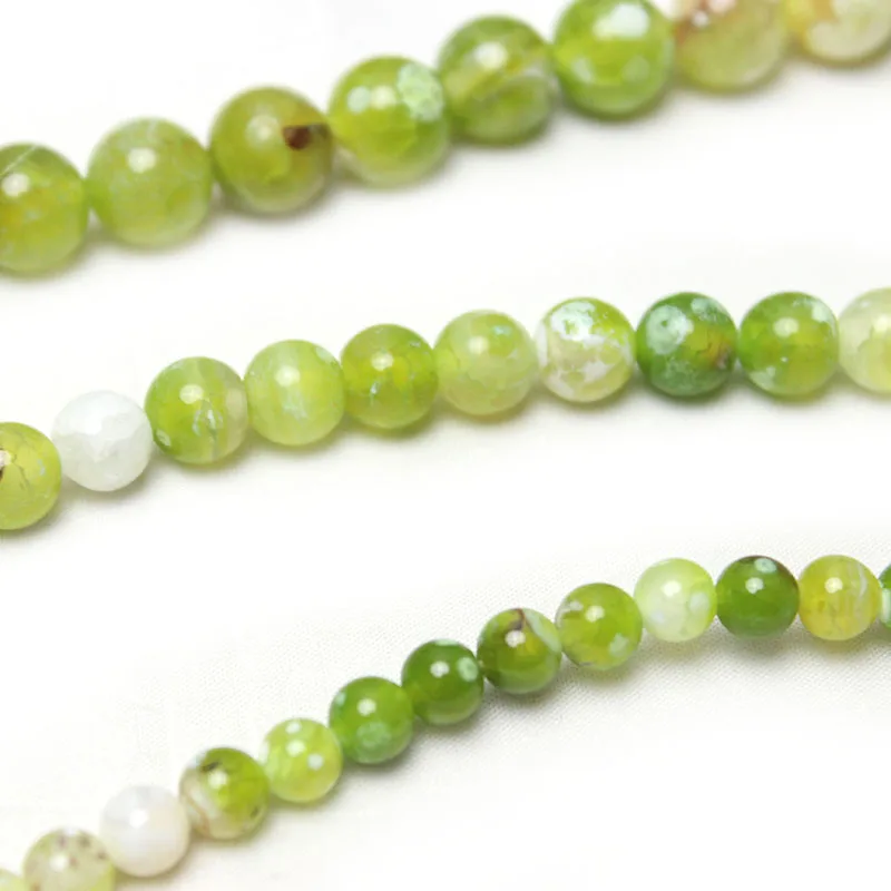Natural Stone Green Chalcedony Fire Agates Smooth Round Loose Beads For Making DIY Jewelry Bracelet Necklace Pick Size 6 8 10 MM