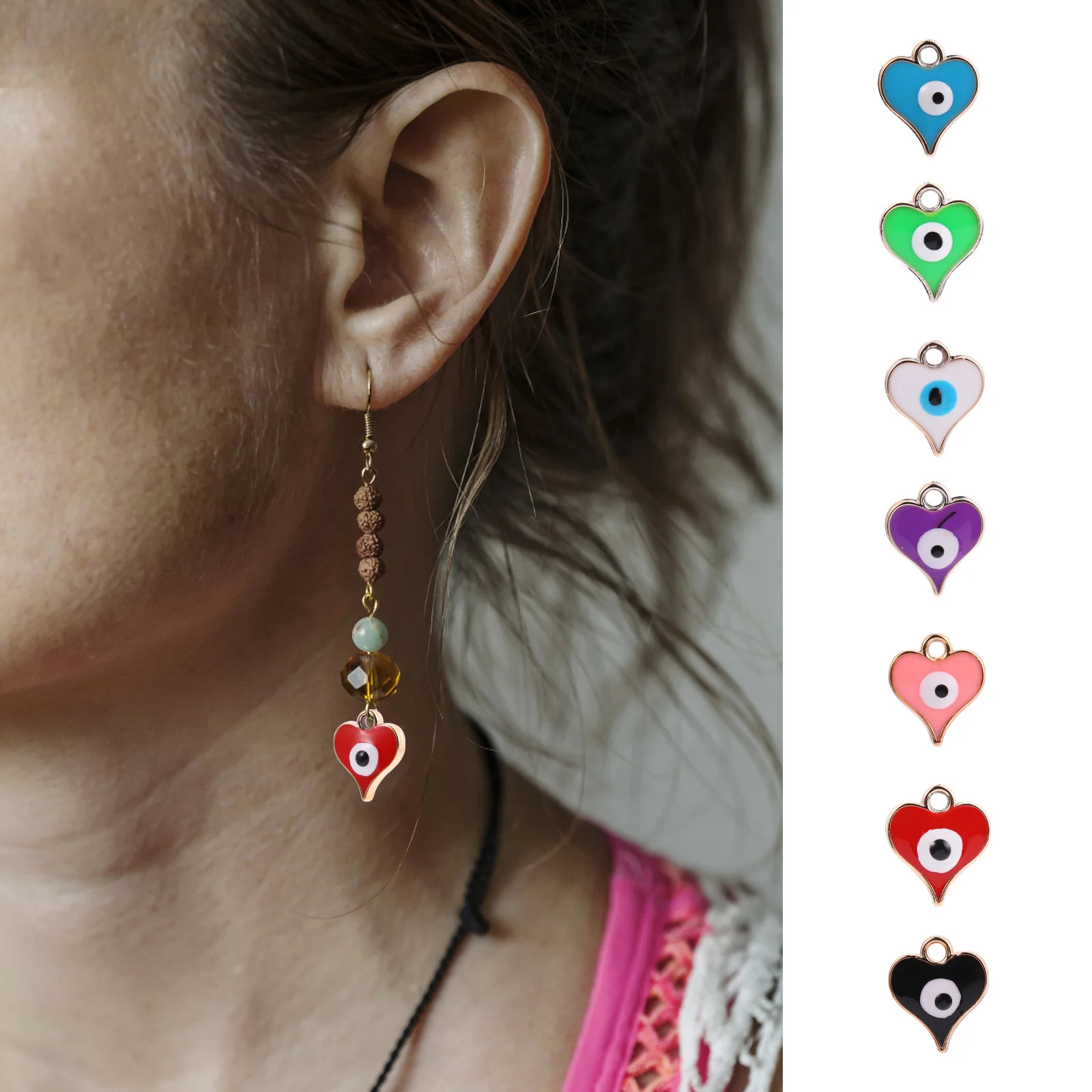 

100 шт. подвески в форме глаз в форме сердца, бусины из смолы для самостоятельного изготовления ювелирных изделий, принадлежности для рукоделия, реалистичные подвески для глаз