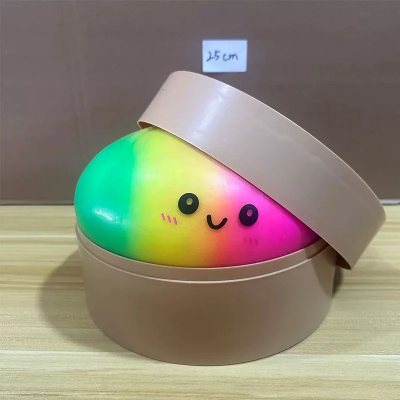 Big 25CM Rainbow Color Dumpling Squishy Toy with Bamboo Slow Rising Stress Relief Fidget Ball Soft Squeeze Toys