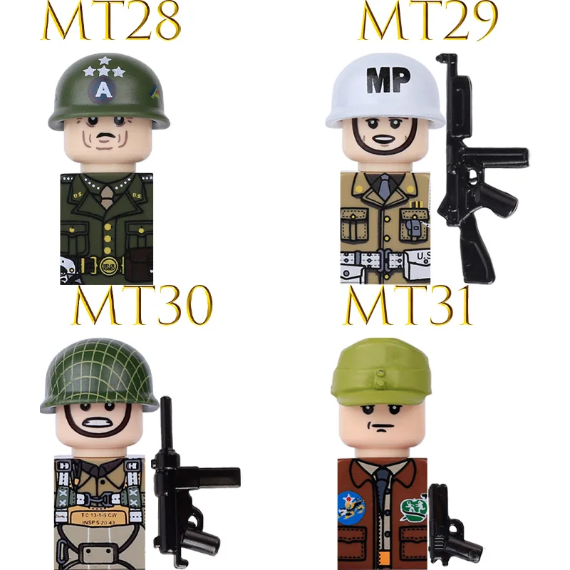 Jouet pour enfants WW2 figurines d'action de l'armée militaire bloc de construction marine américaine infanterie française armée de l'air britannique pistolet de soldat soviétique briques à monter soi-même cadeau