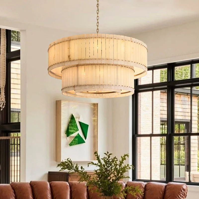 Contemporary Customizable Chandelier 2025 Marble Pendant Lamp Dimmable Ceiling Luster for Living Room Villa