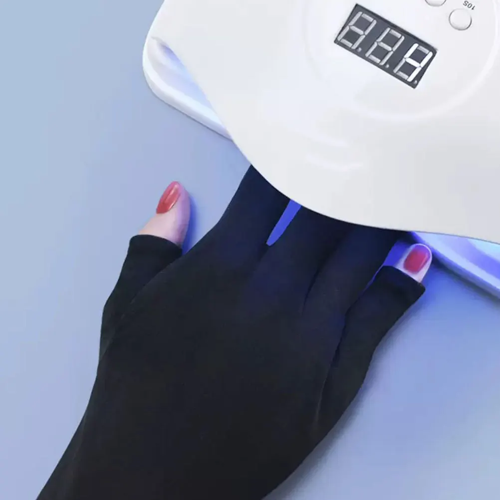 

2Pairs Manicure Fingerless Gloves Anti- Protective Gloves Heat-Resistant Manicure Nail Art Salon Tools Uv Shield Hand