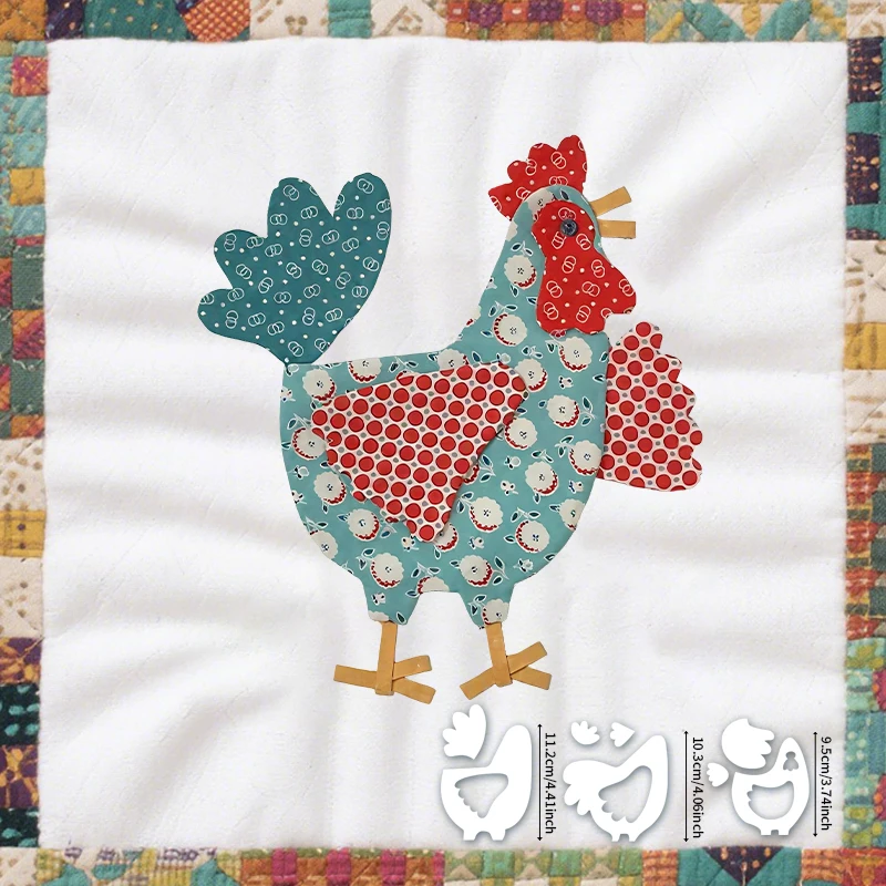 8pcs Rooster Hen Quilting Template Set for DIY