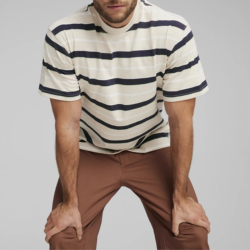 

Футболка Puma Authentic MMQ STRIPED TEE мужская с круглым вырезом, дышащая, повседневная, модная, с коротким рукавом 624015-87