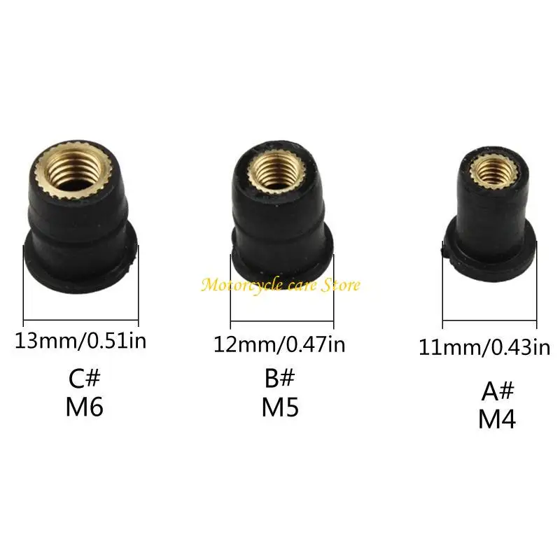 u75f 10pcs الزجاج الأمامي للدراجات النارية الأسرع طقم أسرع المطاط بئر