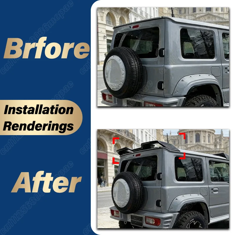 For Suzuki Jimny JB74 2019 2020 2021 2022 2023 Sport Style Matte Gloss Black Rear Roof Spoiler Window Wing Top Trim Body Kit