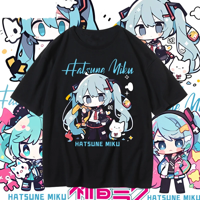 （Miniso）Hatsune Miku Fashion Short Sleeve Summer Men Women Couples Cotton T-Shirt Short Sleeve Cotton Y2K Style Couple Women Tee