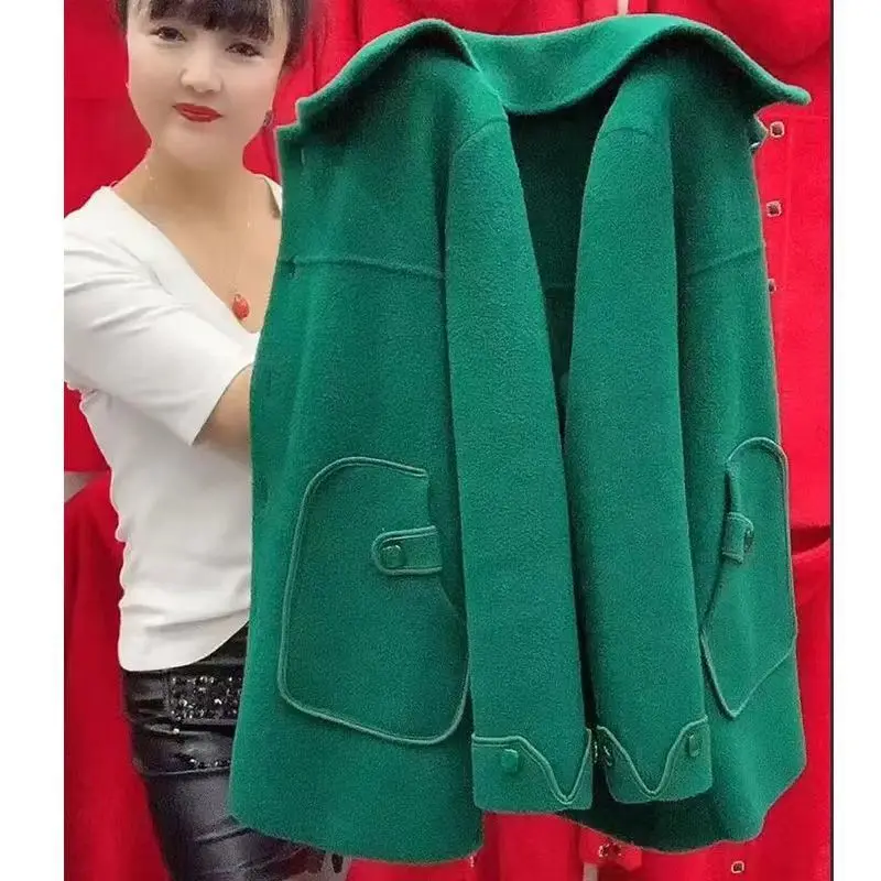 

Autumn and winter mother's imitation cashmere double-sided woolen coat top women's middle-aged and elderly women's