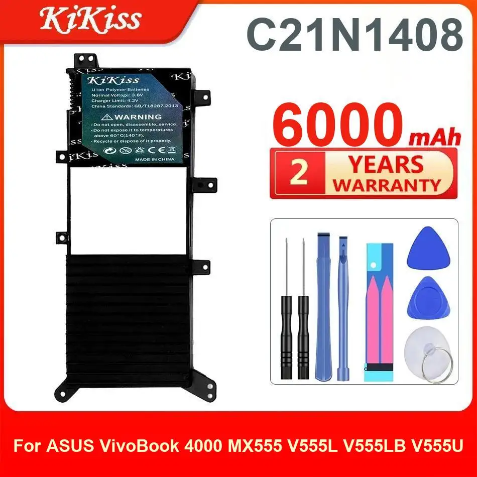 

6000Mah Kikiss Battery C21N1408 For ASUS Vivobook 4000 MX555 V555L V555LB V555U