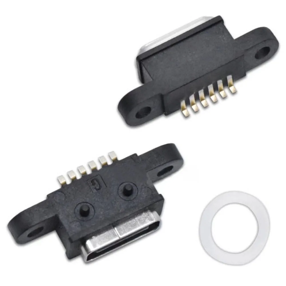 Connettore USB 3.1 da 2-10 pezzi presa femmina tipo C 6pin Jack impermeabile Dock di alimentazione porta di ricarica rapida ad alta corrente di tipo C