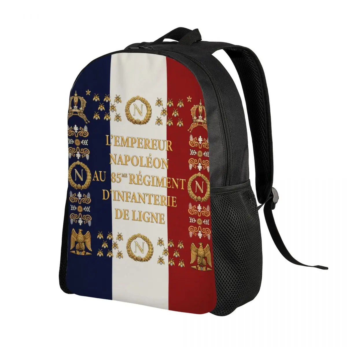 Custom Napoleonic French 85th Regimental Flag Backpack School College Students Bookbag Fits 15 Inch Laptop France De Lis Bags