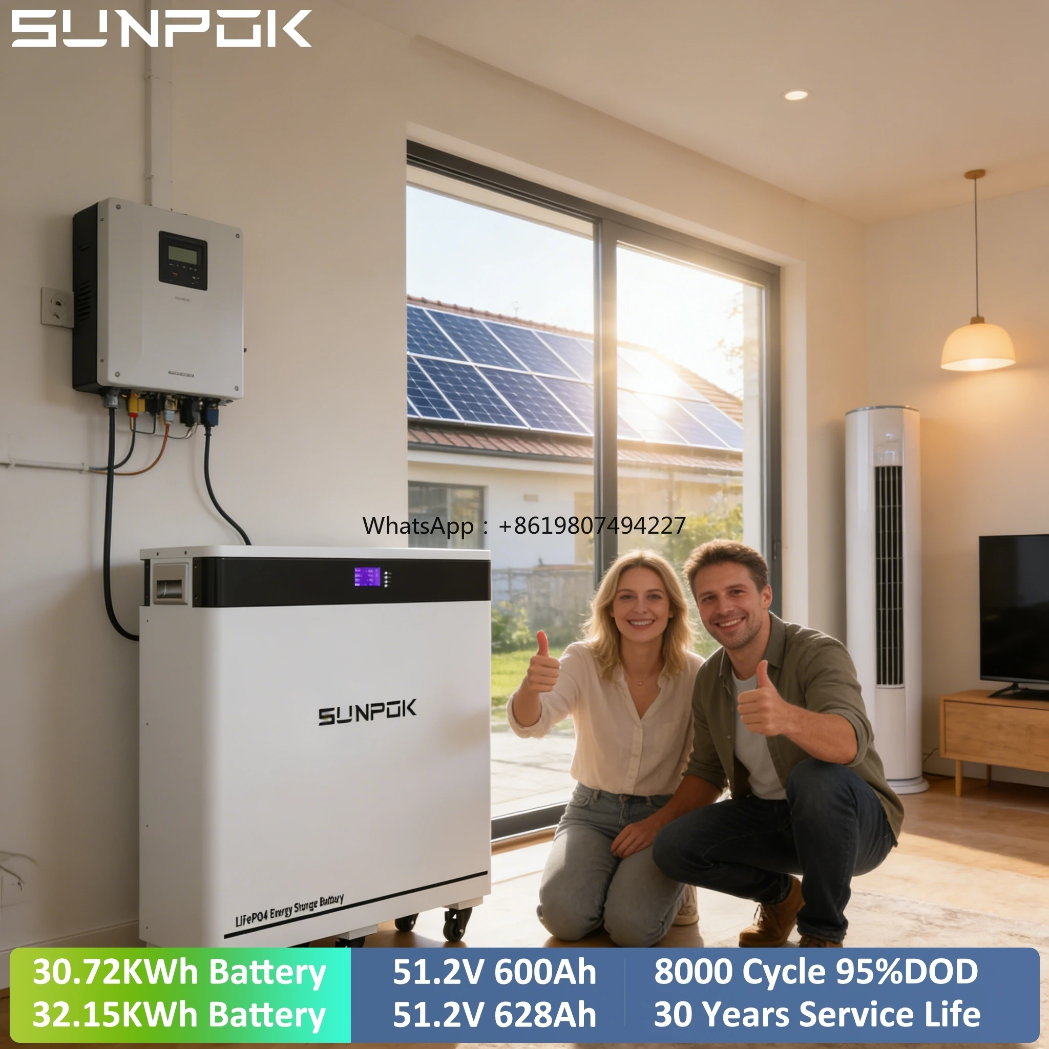 48V 30KWH 600Ah Lifepo4 Battery Home Solar System Power Wall CAN Communication Port 51.2V 600AH Lithium Ion Battery