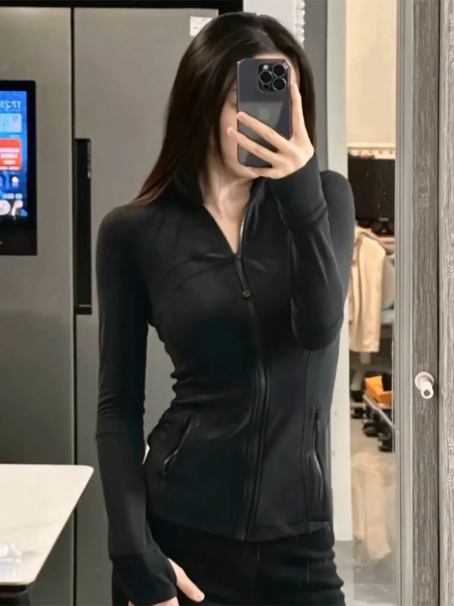 

Новая версия женской тонкой весенней куртки Bla Slim Fit для йоги с защитой от УФ-излучения, с капюшоном и молнией, с длинными рукавами, для девушек