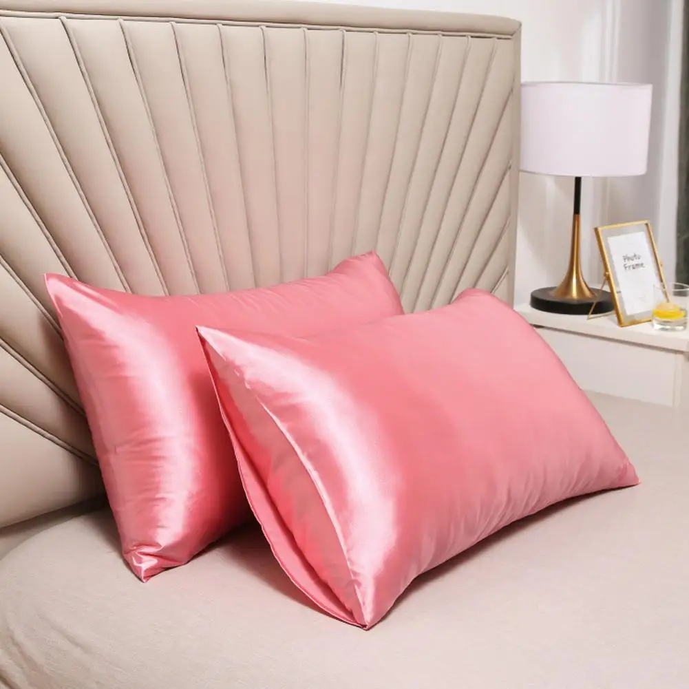 Pillowcase Solid Color Imitation Silk Smooth Comfortable Invisible Zipper Luxury Soft Elegant Sleep Pillowcase