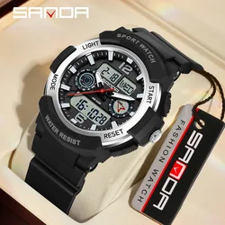 SANDA 6188 New Fashionable Men's Watch Outdoor Multi functional Student Fashion Sports Waterproof Men's Electronic Watch 2024