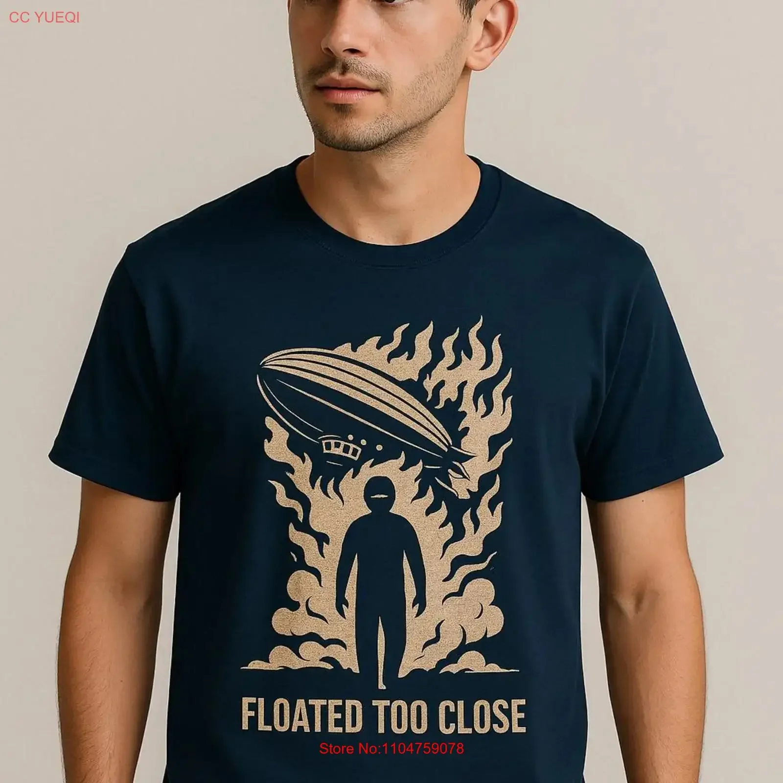 Vintage Retro T Shirt Floated Too Close Blimp Surreal Dreamcore Aesthetic Futurism vintage Washed Top For Everyday Wear homme