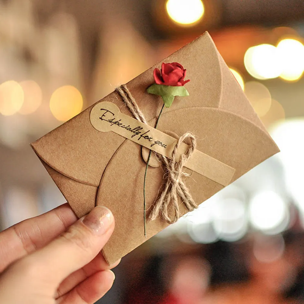 

9Pcs Dried Flower Greeting Cards Kraft Paper Creative Handmade Elegant Business Cards for Valentine Birthday Mother's Day