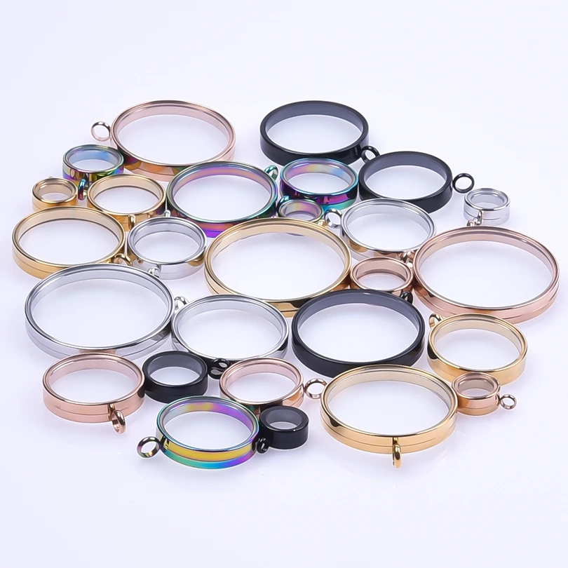 1Pc High Quality Stainless Steel Round Glass Coin Bezel Photo Locket Pendant Clear Living Floating Medaillon Colgantes Jewelry