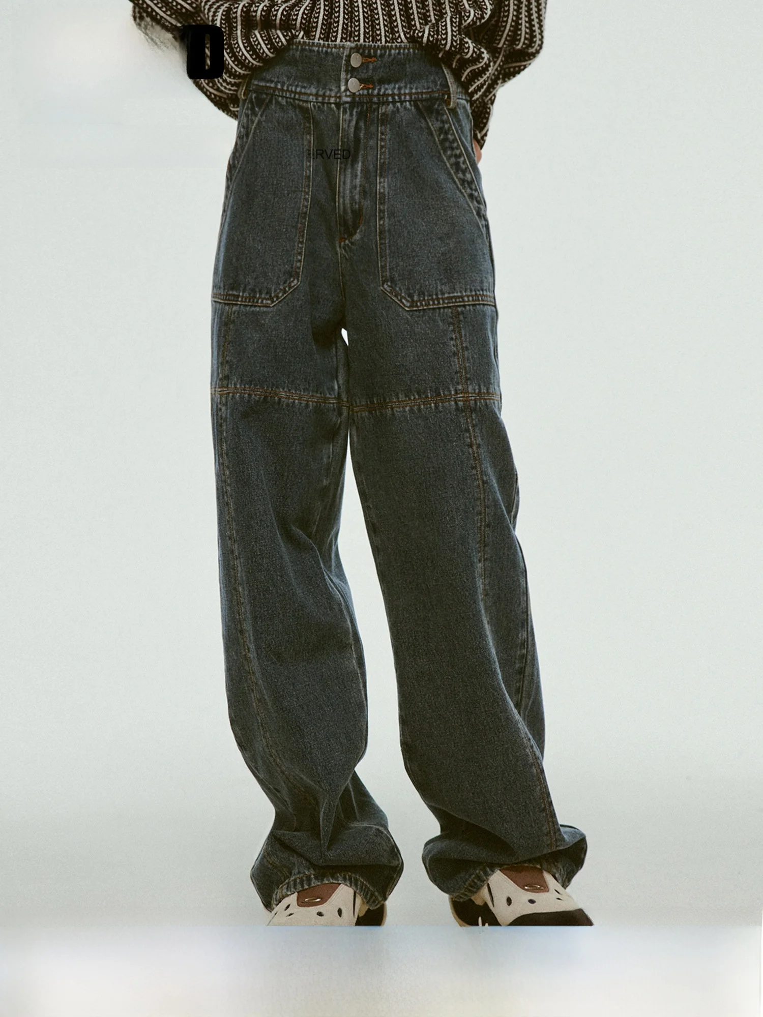 

Джинсы женские FUSSED с высокой талией и широкими штанинами, в стиле ретро, с эффектом потертости, синие, классические, с декоративной строчкой и эффектом каменной обработки