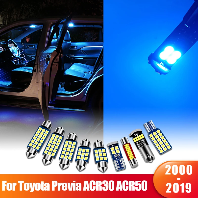 For Toyota Previa Tarago Estima ACR30 ACR50 2000-2019 9pcs Canbus Car LED Interior Reading Lamp Door Trunks Light Accessories