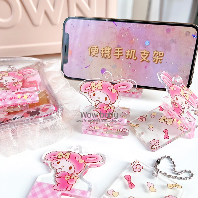 My Sweet Piano Mymelody Cell Phone Bracket Cute Cartoon Travel Portable Support Frame Acrylic Transparent Pendant Phone Holder