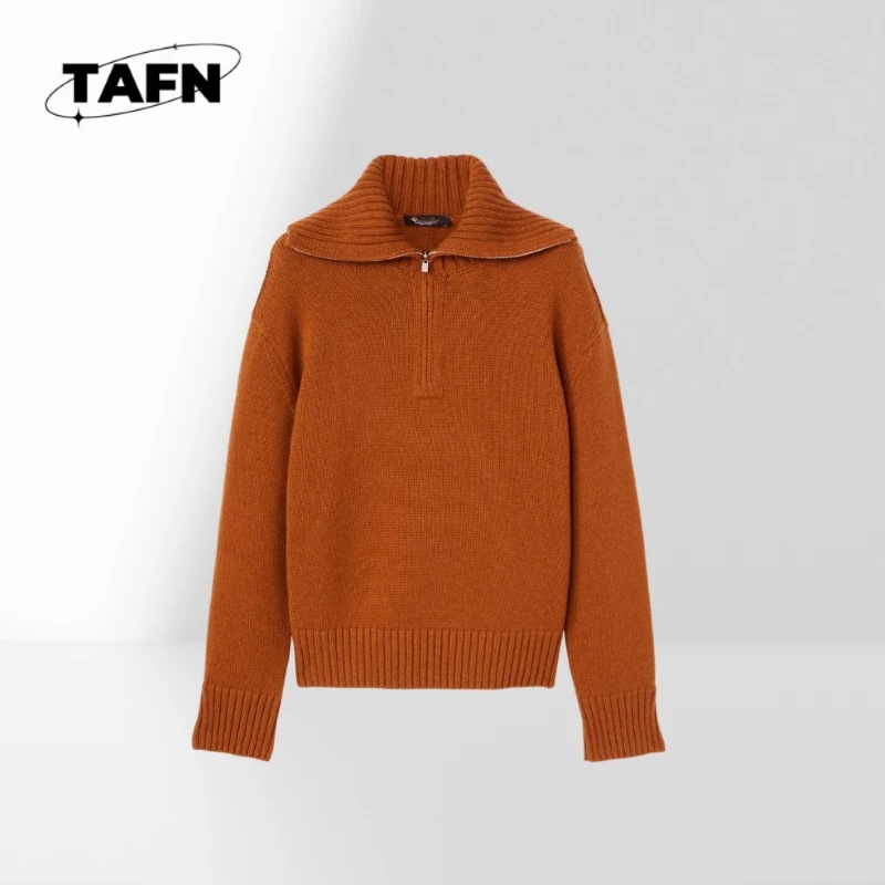 25 Europejski styl kaszmirowy ciepły luksusowy damski sweter uliczny kołnierzyki wyglądają dobrze trend przepływ komfortowy prosty gruby A25050