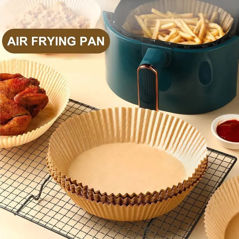 50/100pc Silicone Oil Paper Holder For Air Fryers Disposable Baking Oil Absorbing Baking Tray Paper Food Grade Non Stick Kitchen