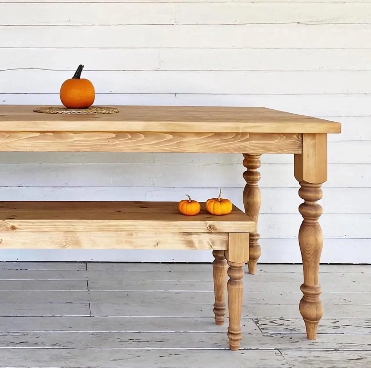 Chunky Farmhouse Table Legs  Handmade in USA  Unfinished  DIY Furniture  Turned Set of 4 Wood Table  Dimensions: