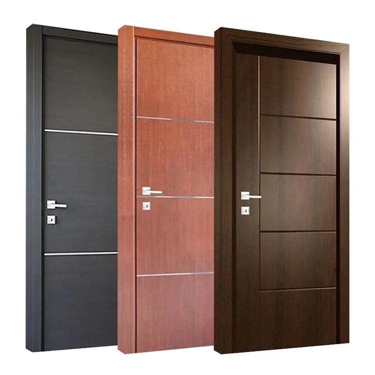 Puertas de madera maciza baratas para interior de apartamento, fábrica China, otras puertas