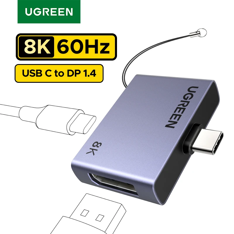 UGREEN 8K 60Hz USB C vers DisplayPort 1.4 câble adaptateur 4K @ 240Hz Thunderbolt 4/3 vers convertisseur de Port d'affichage HDR VRR pour MacBook pro