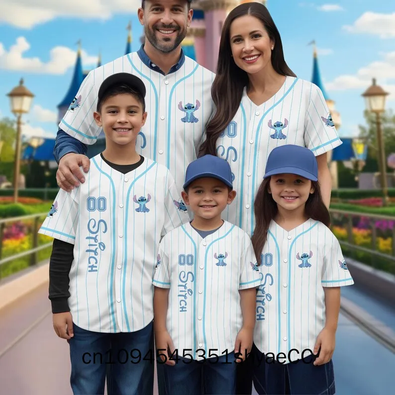 Custom Stitch Baseball Jersey, Disney Shirt, Lilo and Stitch Matching Outfit, Cute Cartoon Jersey for Disney Fans, Ohana Family