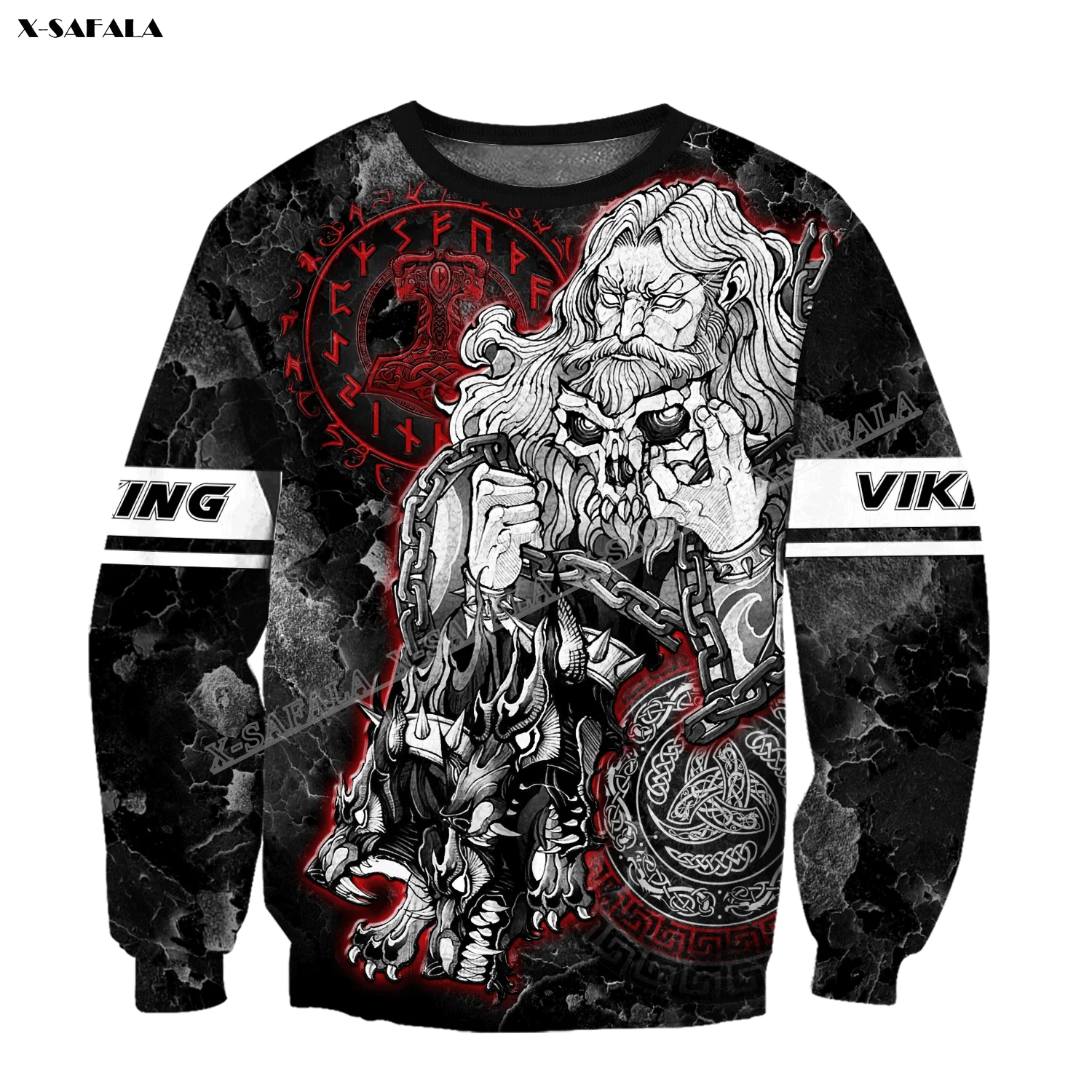 

2024 Latest Odin Viking 3D Printed Ugly Christmas Party Gift Sweater Unisex Man Pullover Warm Winter Casual Thick Knitted