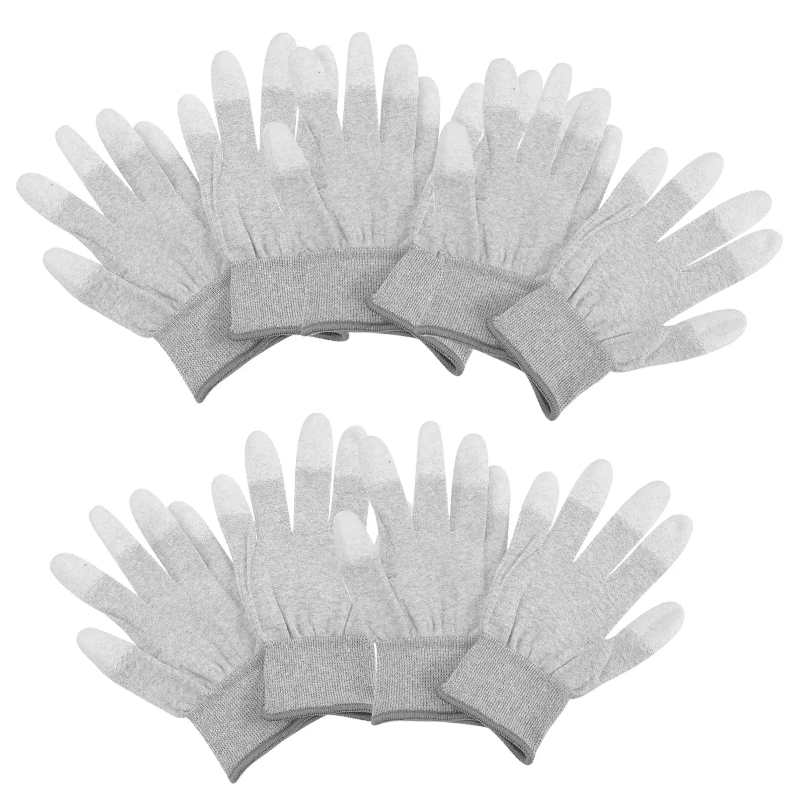 

5 Pairs Anti Static Gloves L Size 21.6cm Knitted PU Coated Finger Tips Protection Carbon Fiber No