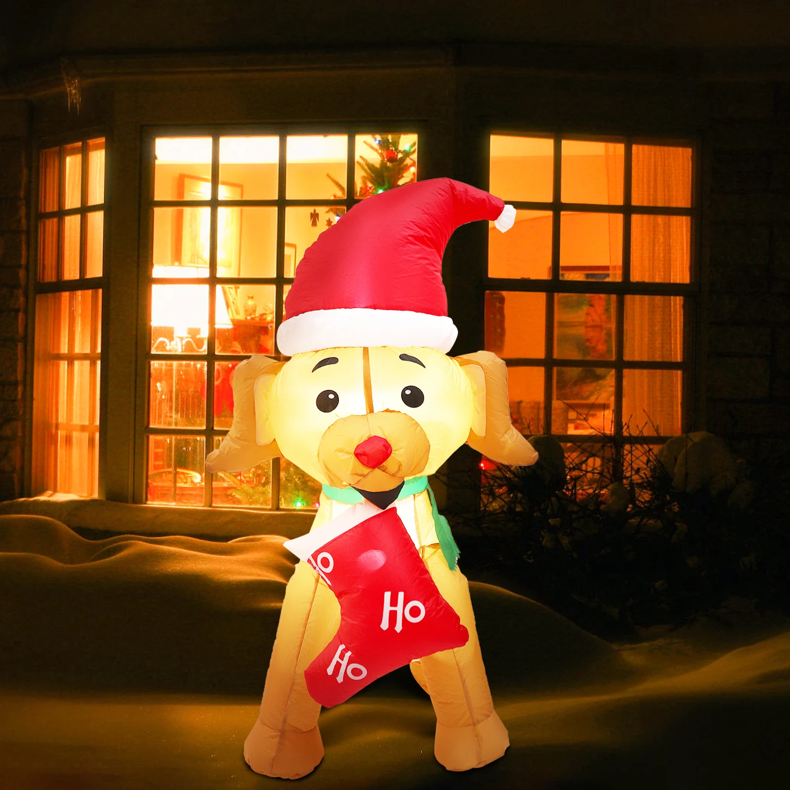 

1 pc Inflatable Dog Sock Model Christmas Yard Decoration 150cm Polyester Outdoor Party Ornament Festive
