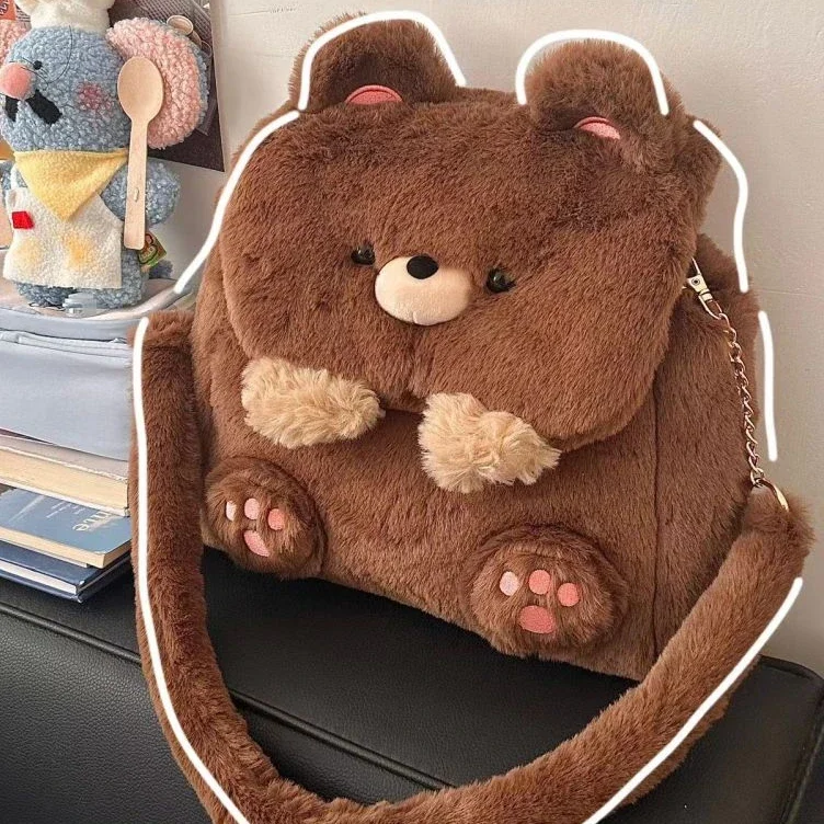 Mochila japonesa de dibujos animados, bolsa de almacenamiento de gran capacidad, mochila escolar, bolso cruzado para estudiantes, Kawaii, oso de